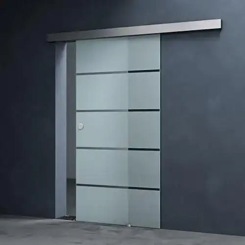 Glasschiebetür Mai & Mai 775×2050 8mm mit 5-Milchglas Streifen
