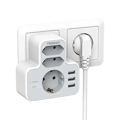 Tessan-USB-Steckdose TESSAN Doppelstecker für Steckdose, 6 in 1