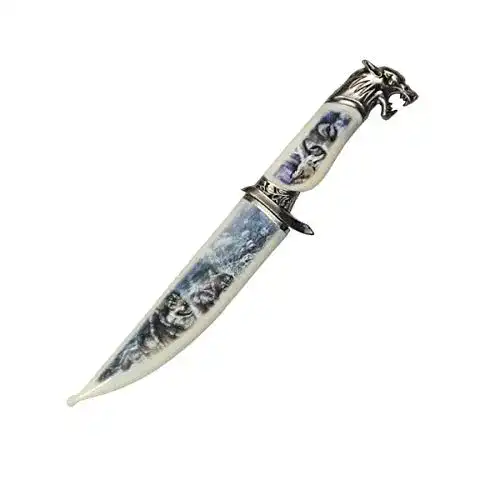 Dolch Vogler Fantasy Deko im Wolfsdesign mit passender Scheide