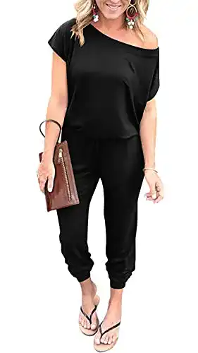 Jumpsuit DEARCASE Damen Elegant Schulterfrei Lose Kurzarm
