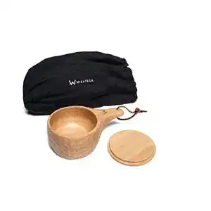 Kuksa WiKatech Tragbare Holztasse mit Deckel