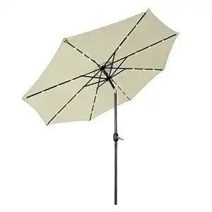 Sonnenschirm mit LED LZQ , Ø 300 cm, Marktschirm mit Kurbel