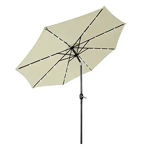 Sonnenschirm mit LED LZQ , Ø 300 cm, Marktschirm mit Kurbel
