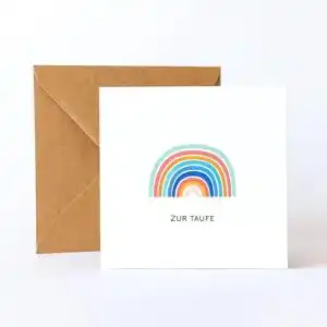 Taufkarte Friendly Fox, Regenbogen, Klappkarte Karte Taufe