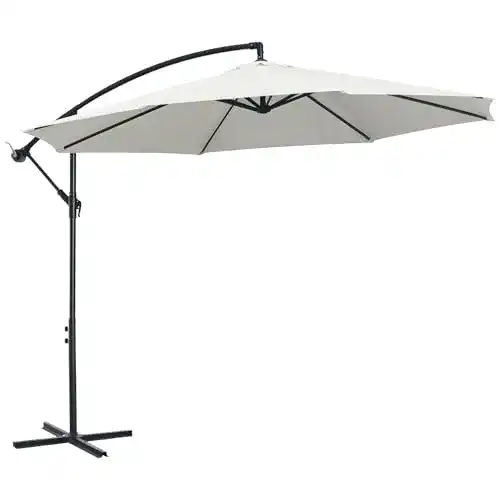 Sonnenschirm mit Ständer Outsunny Kurbelschirm mit Handkurbel