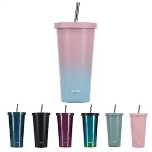 Thermobecher 500 ml LoFone Isoliert mit Strohhalm, 500ml