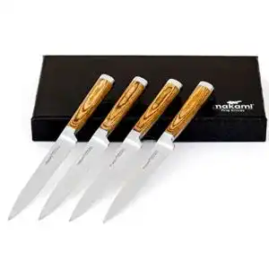 Steakmesser makami 4er-Set Premium, scharf, glatte Klinge