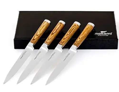 Steakmesser makami 4er-Set Premium, scharf, glatte Klinge