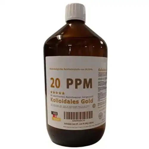 Kolloidales Gold Natur Total 20PPM Braunglasflasche 1000ml – hoch