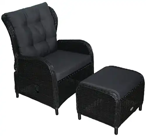 Gartensessel KMH ®, Polyrattan Relaxsessel Katharina inkl. Auflage