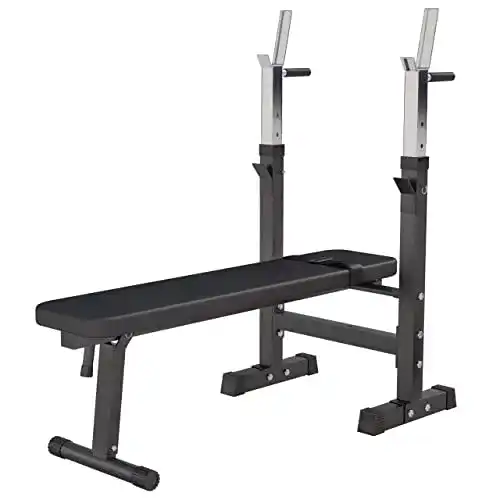 Hantelbank GORILLA SPORTS ® mit Ablage – Dip-Station, Verstellbar