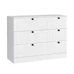 Kommode Weiß HOCSOK mit 6 Schubladen Sideboard