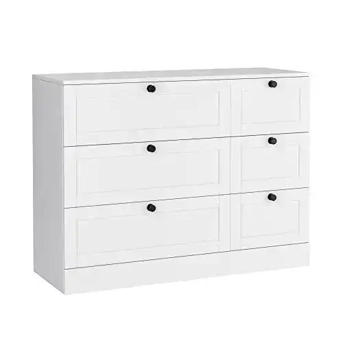 Kommode Weiß HOCSOK mit 6 Schubladen Sideboard