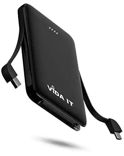 Powerbank 5.000 mAh Vida IT Mini Powerbank mit Kabel USB-C