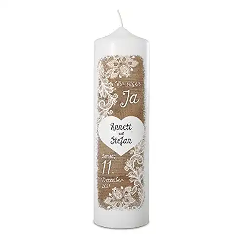 Hochzeitskerze Kartenmachen.de personalisiert 70x250mm