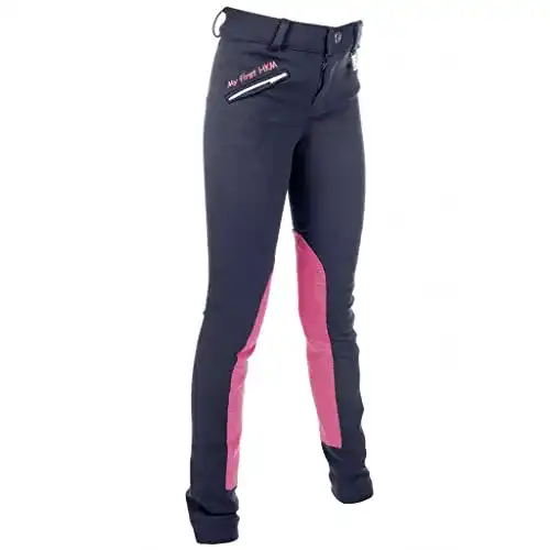 Reithose HKM 5627 My First, Kniebesatz Oberstoff, Dunkelblau/Pink