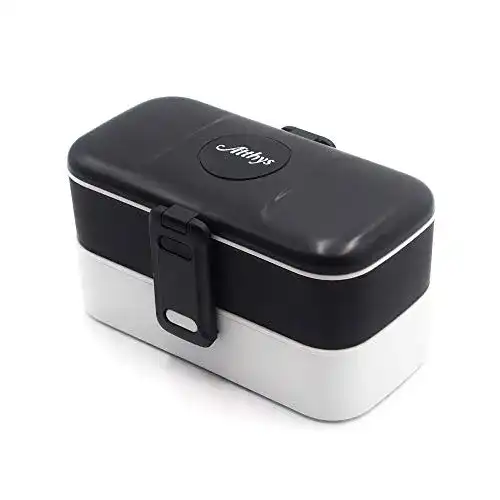 Lunchbox Atthys Schwarze Lunch Box, 2 Bestecke, 1200 ml