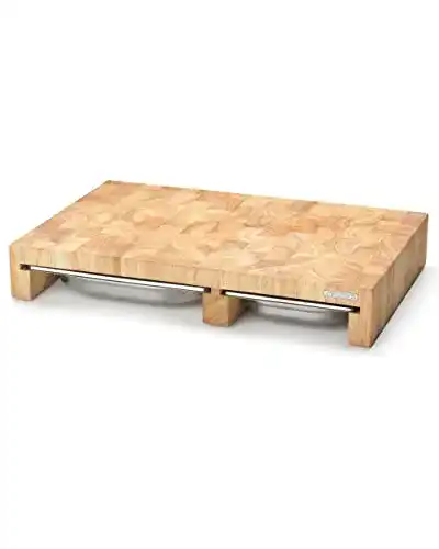 Schneidebrett (Holz) Continenta, mit 3 Edelstahl-Schubladen