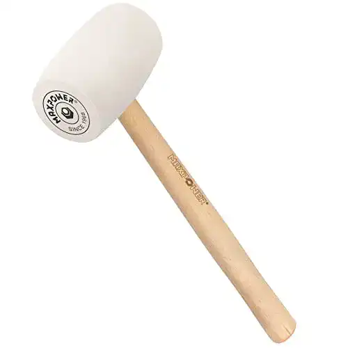 Gummihammer MAXPOWER Fliesenhammer Weiß mit Holzgriff