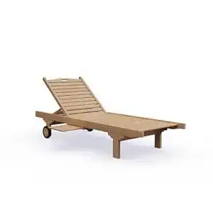 Deckchair Teak KMH ®, Gartenliege Classic aus echtem Teakholz