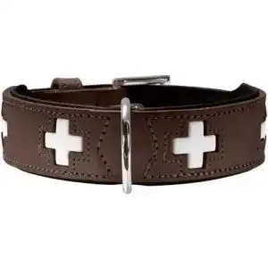Hundehalsband Hunter SWISS, Leder, hochwertig, Schweizer Kreuz