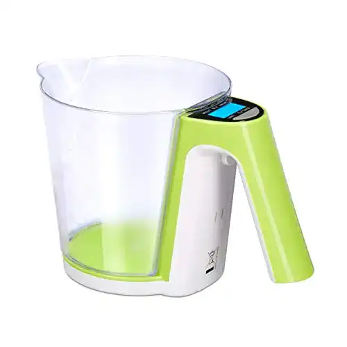 Messbecher mit Waage Relaxdays, abnehmbarer Messbecher
