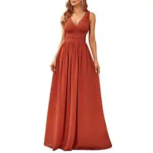 Abendkleid lang Ever-Pretty Damen A-Linie V-Ausschnitt Elegant Empire