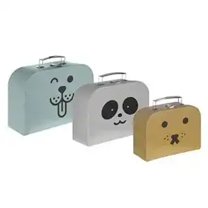 Spielkoffer Kindsgut -Set aus Karton, 3 Koffer, versch. Größen