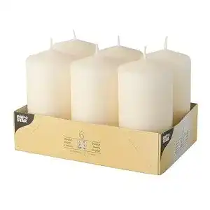 Stumpenkerzen PAPSTAR Säulenkerzen creme, 6 Stück