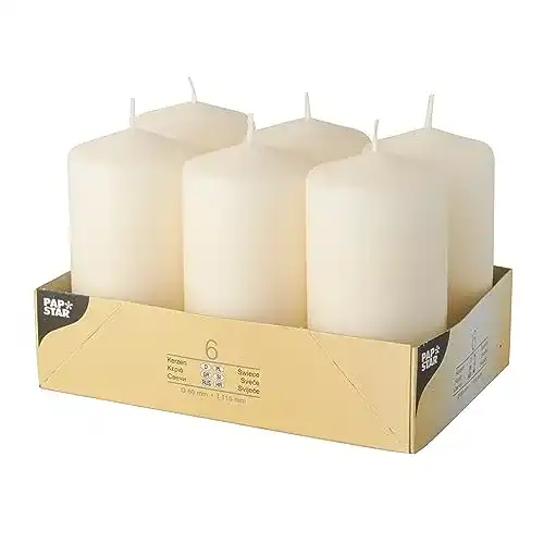 Stumpenkerzen PAPSTAR Säulenkerzen creme, 6 Stück