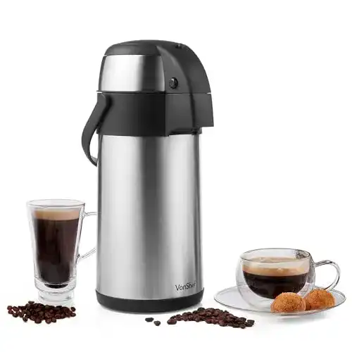 Die beste Pumpkanne 3 Liter VonShef Edelstahl, Thermoskanne Airpot 2026 Test Bestseller Pumpkanne 3 Liter VonShef Edelstahl, Thermoskanne Airpot