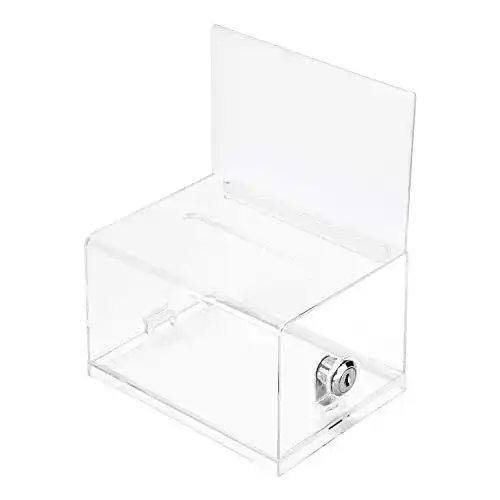 Spendenbox Amazon Basics Transparente Wahlurne mit Schlüssel