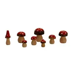 Holzpilze Toulifly 16 Stück Figuren 3-6,5 cm Natur Dekoration