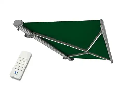 Vollkassettenmarkise 5x3m SCHARTEC mit LED Beleuchtung, grün
