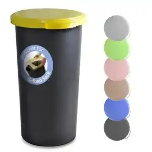 Müllsackständer KUEFA 60L mit flachem Deckel, Gelber Sack