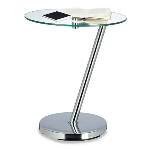 Nachttisch rund Relaxdays Glas u. Chrom, 52 x 45 x 45 cm, Silber