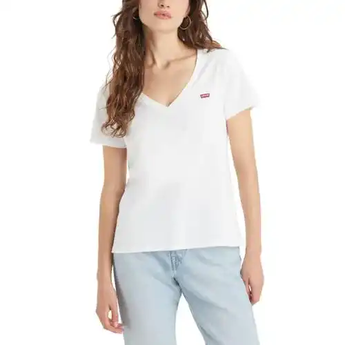 Weißes T-Shirt Damen Levi’s Damen Perfect V-Neck T-Shirt, White