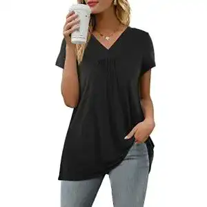 Schwarze Bluse Florboom Damen Sommer Oberteile Kurzarm