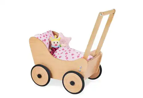 Lauflernwagen mit Bremse PINOLINO Puppenwagen Sarah, Holz