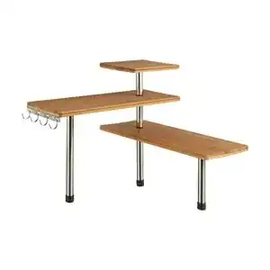 Eckregal 5Five Bamboo and Stainless Steel Corner Shelf Unit