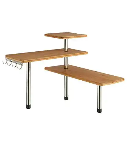 Eckregal 5Five Bamboo and Stainless Steel Corner Shelf Unit