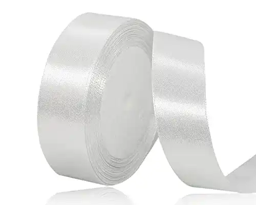 Schleifenband XMASOLDECOR Weiss Satinband 25mm x 22 Meter
