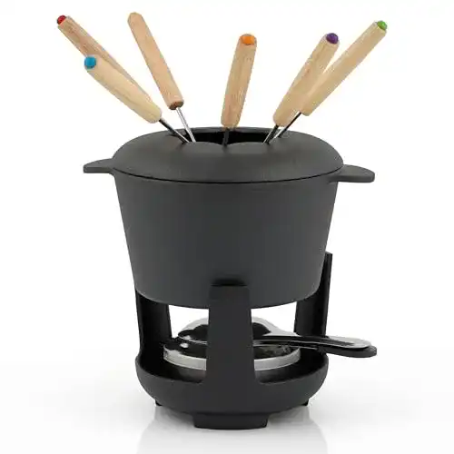 Fondue-Set Gusseisen BBQ-Toro Fondue Set für 6 Personen, 13-tlg