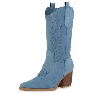 Cowboy Stiefel Damen VAN HILL Damen Stiefel Stickereien