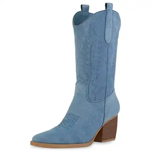 Cowboy Stiefel Damen VAN HILL Damen Stiefel Stickereien