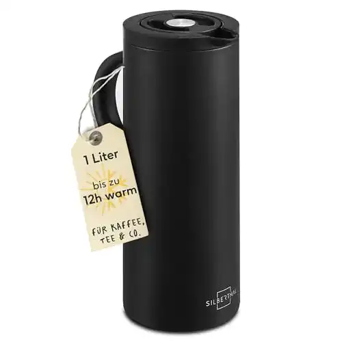 Isolierkanne 1 Liter SILBERTHAL Edelstahl mit Glaseinsatz