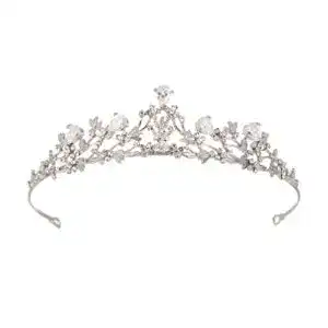 Tiara Changlesu Krone Damen mit Inlay Kristallblume Braut