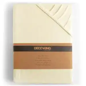 Spannbettlaken (200×200) DecoKing 17593, Creme, Jersey