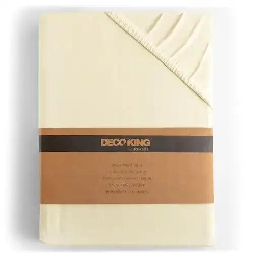 Spannbettlaken (200×200) DecoKing 17593, Creme, Jersey