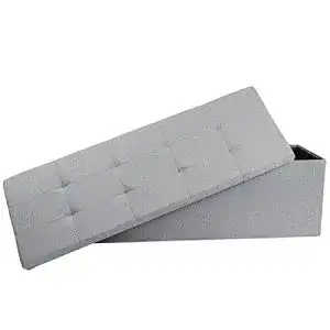 Sitztruhe Theo&Cleo Leinen, faltbare Sitzbank, 114 x 38 x 38cm